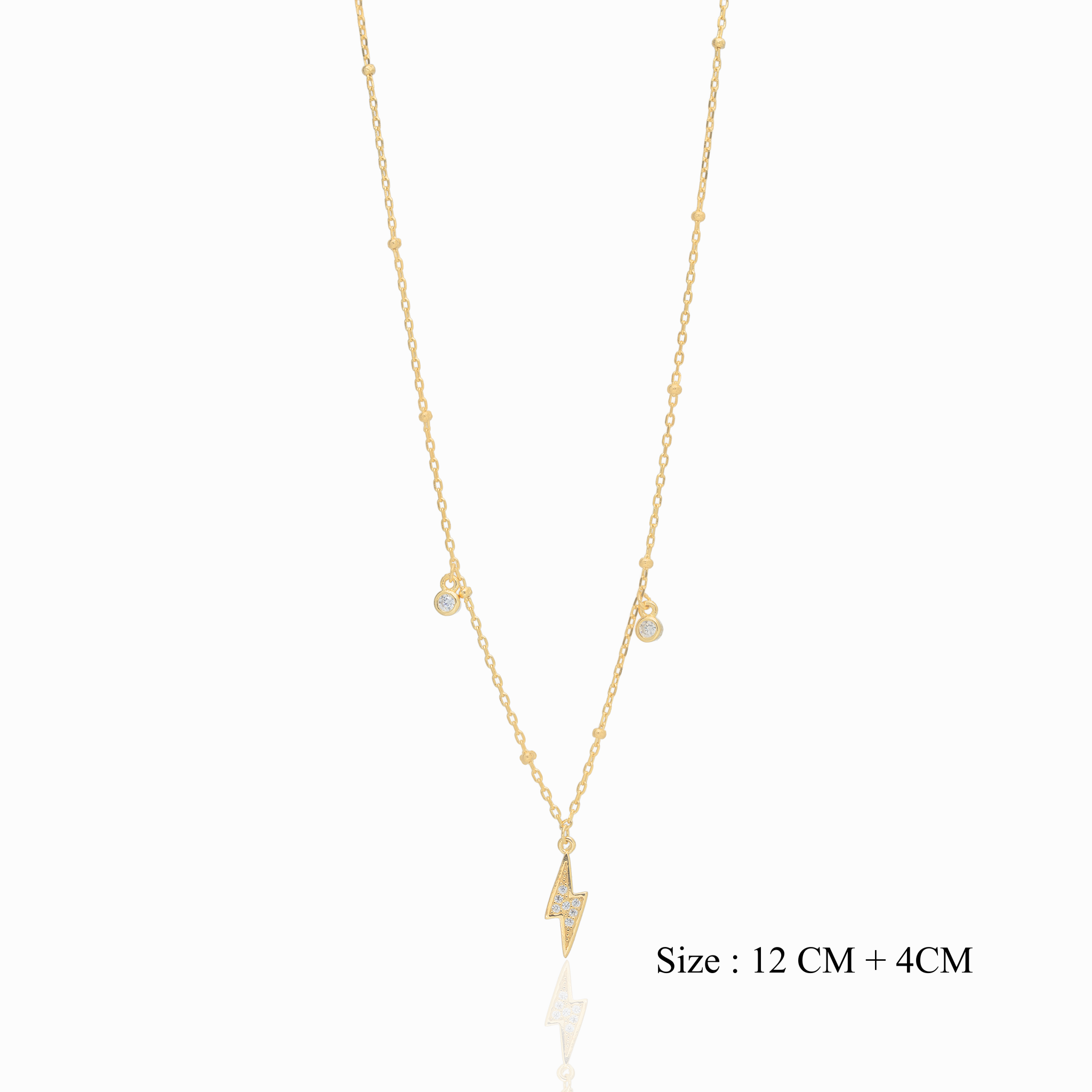 Gold plated lightning bolt pendant chain Ishna