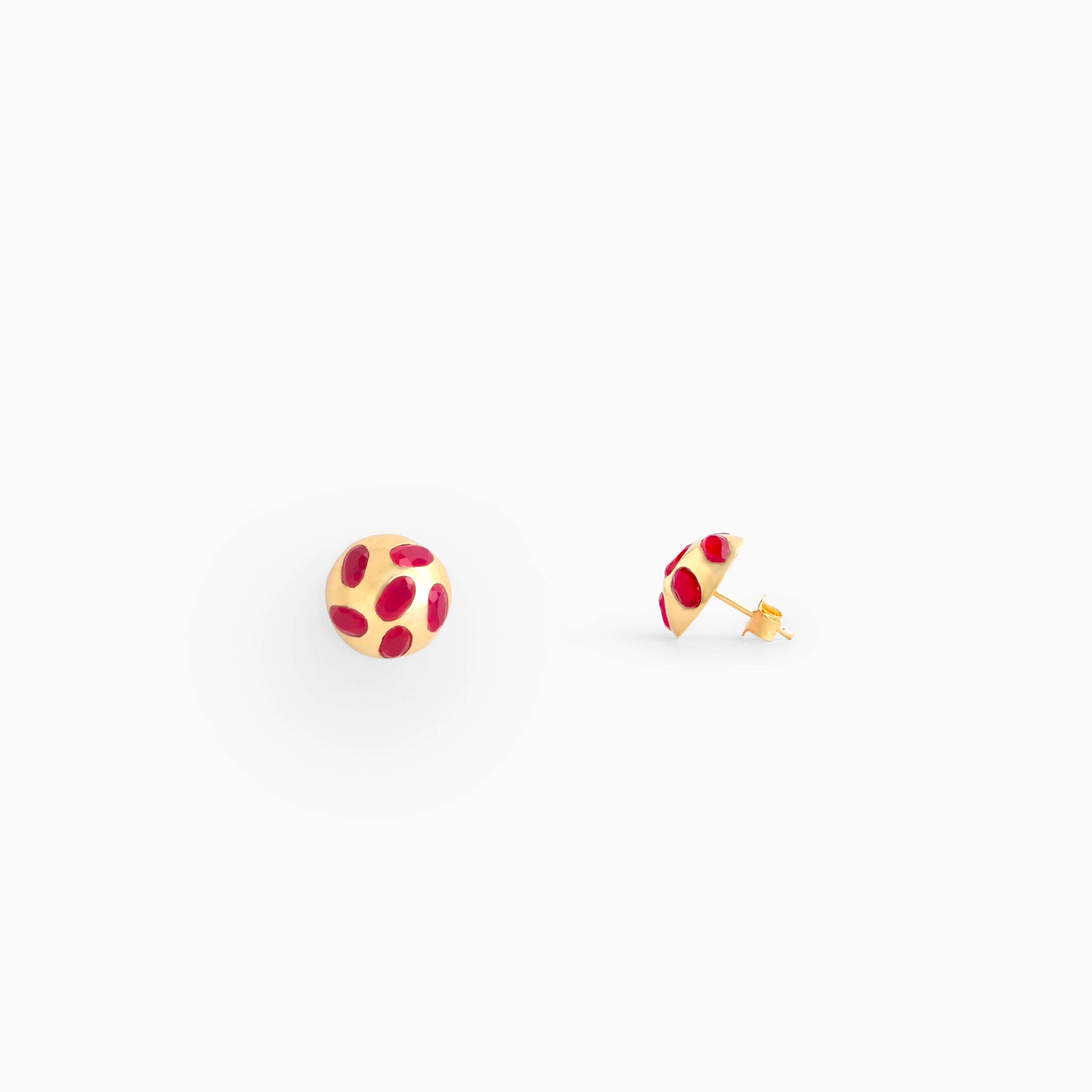 Gold plated pink polka stud earrings Ishna