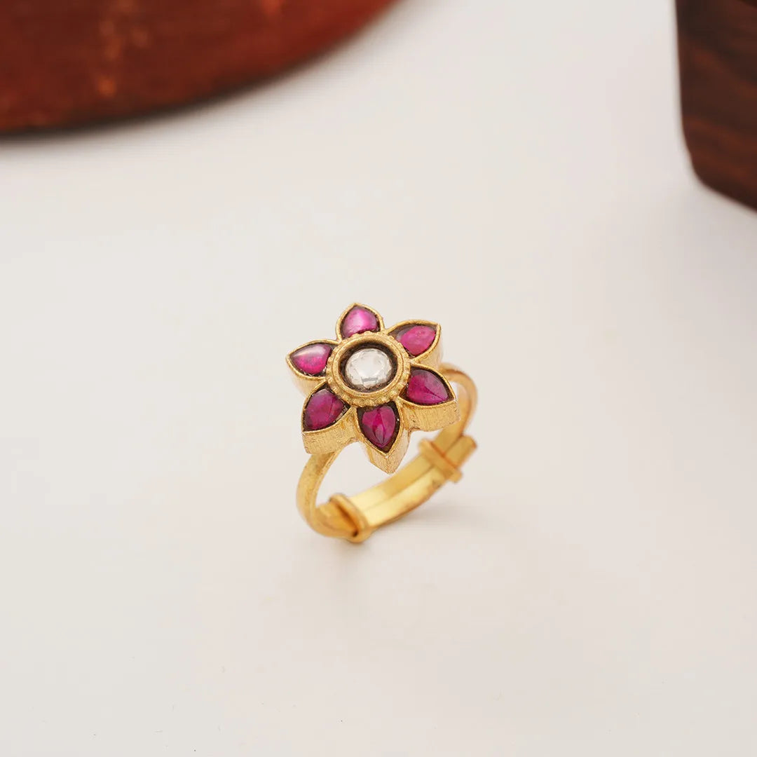Gold plated ruby stone ring