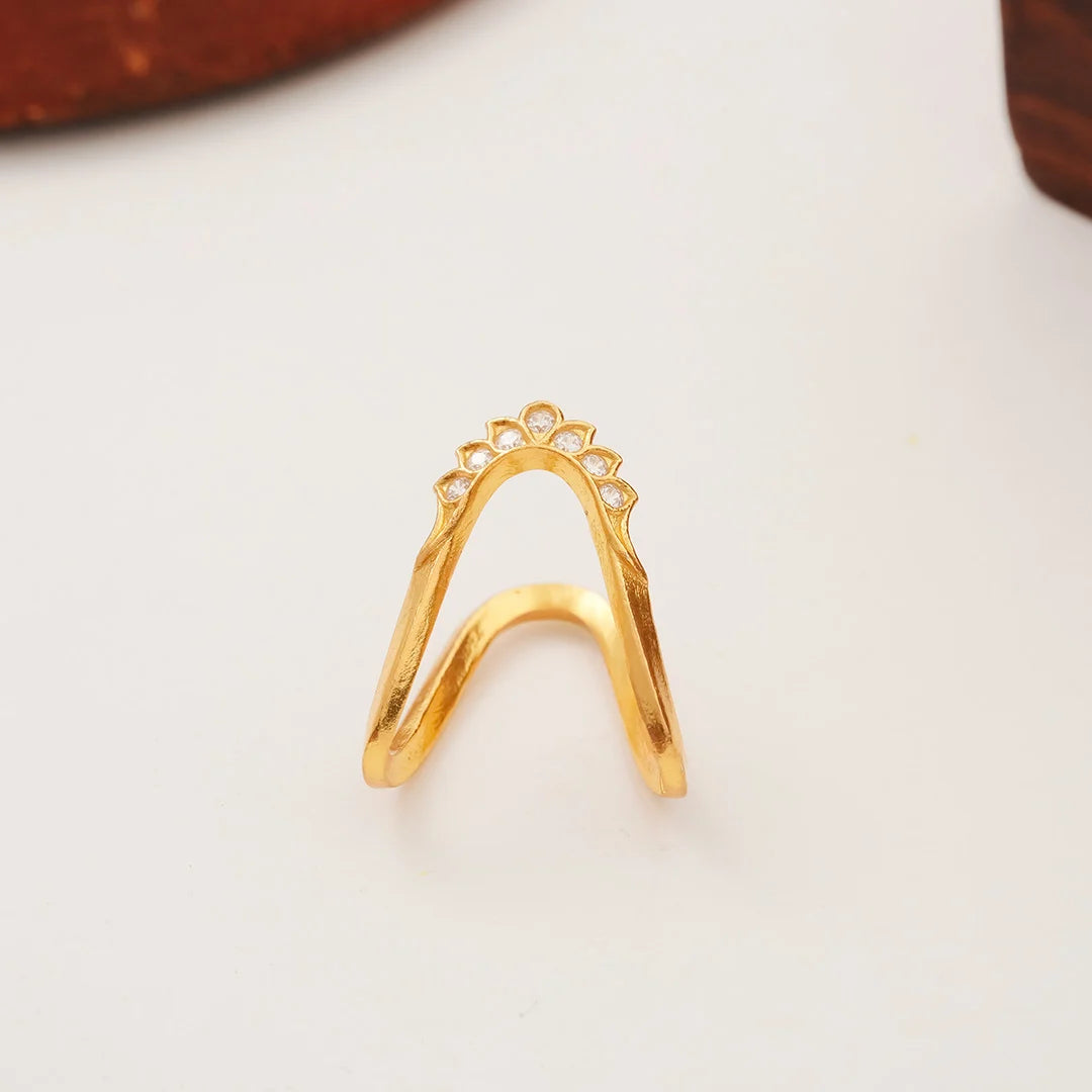 Gold plated stone studded ring