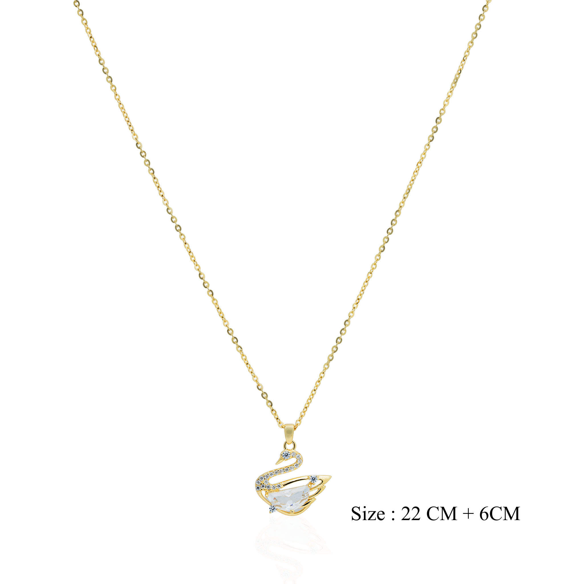 Gold plated swan pendant chain ishna