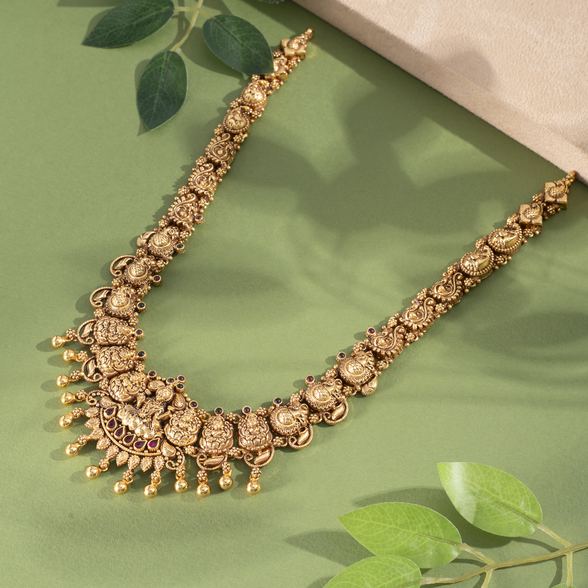 Gold plated temple necklace design