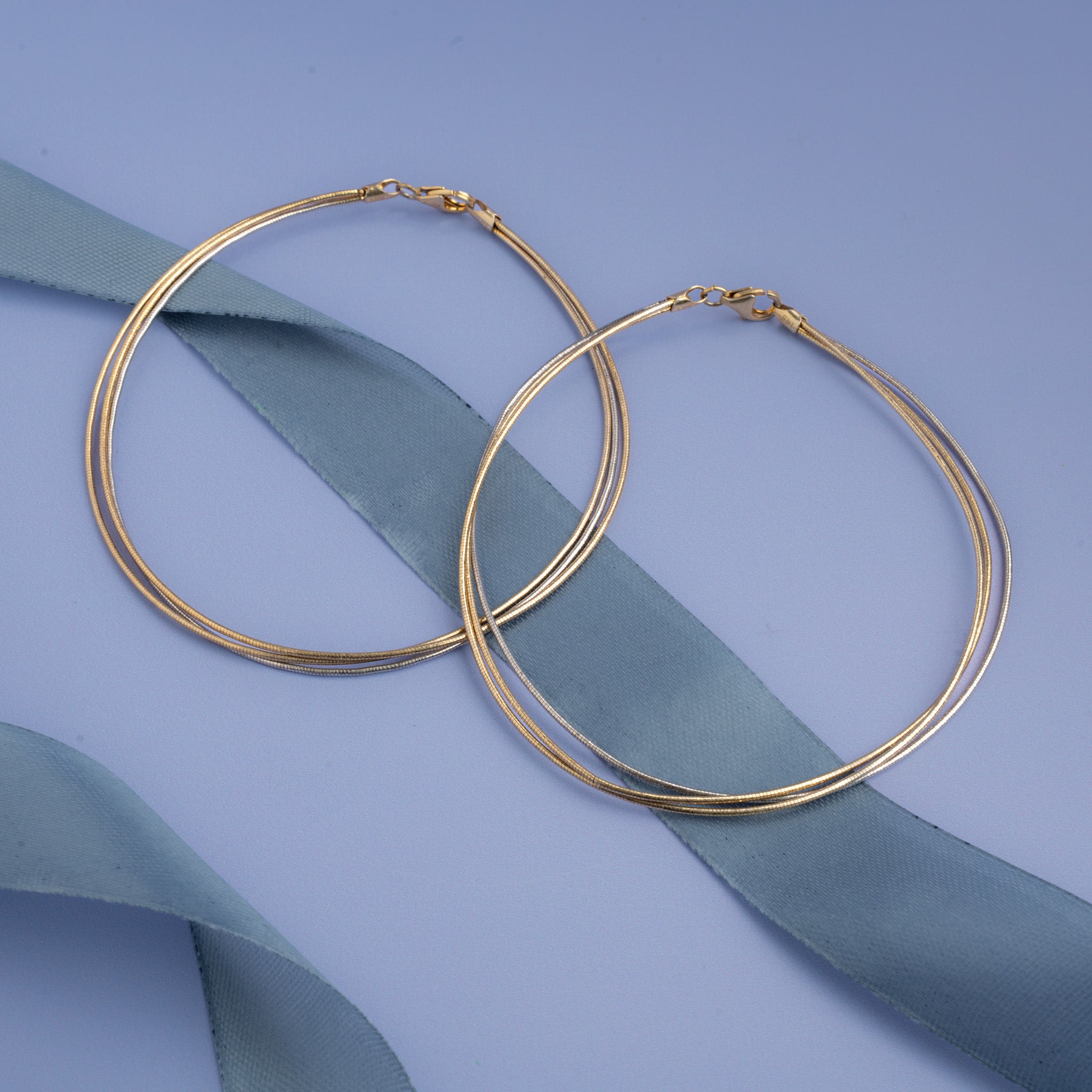 Gold tone double line snake chain anklet 