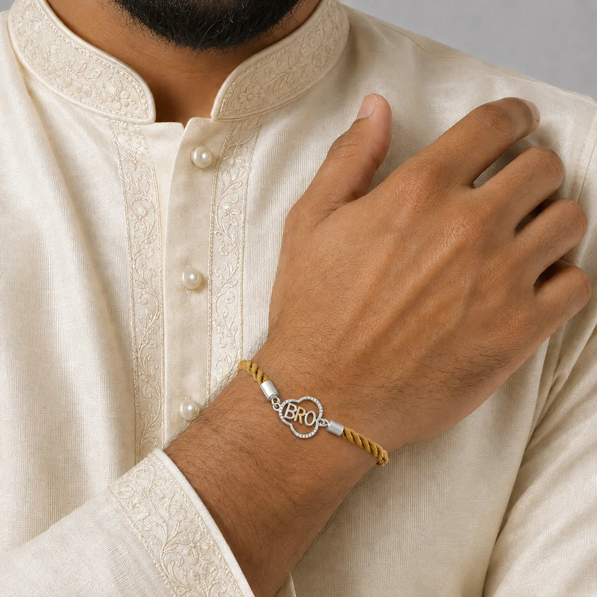 Golden Thread BRO Rakhi Adjustable 925 Silver