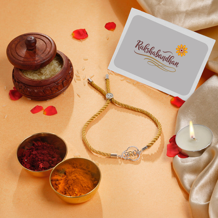 Golden Thread Sterling Silver Bro Rakhi