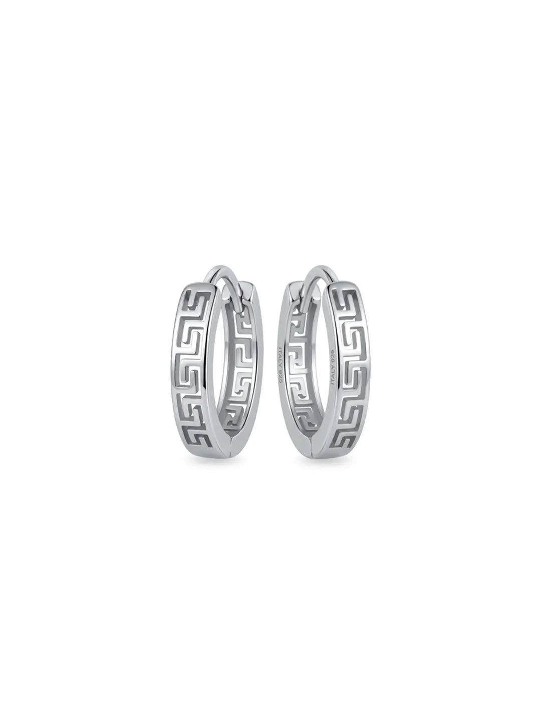 Greek key silver earrings for women