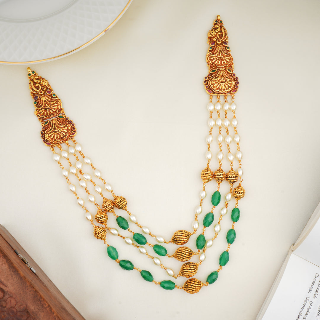 Green Beads and Pearl Layered Haram
