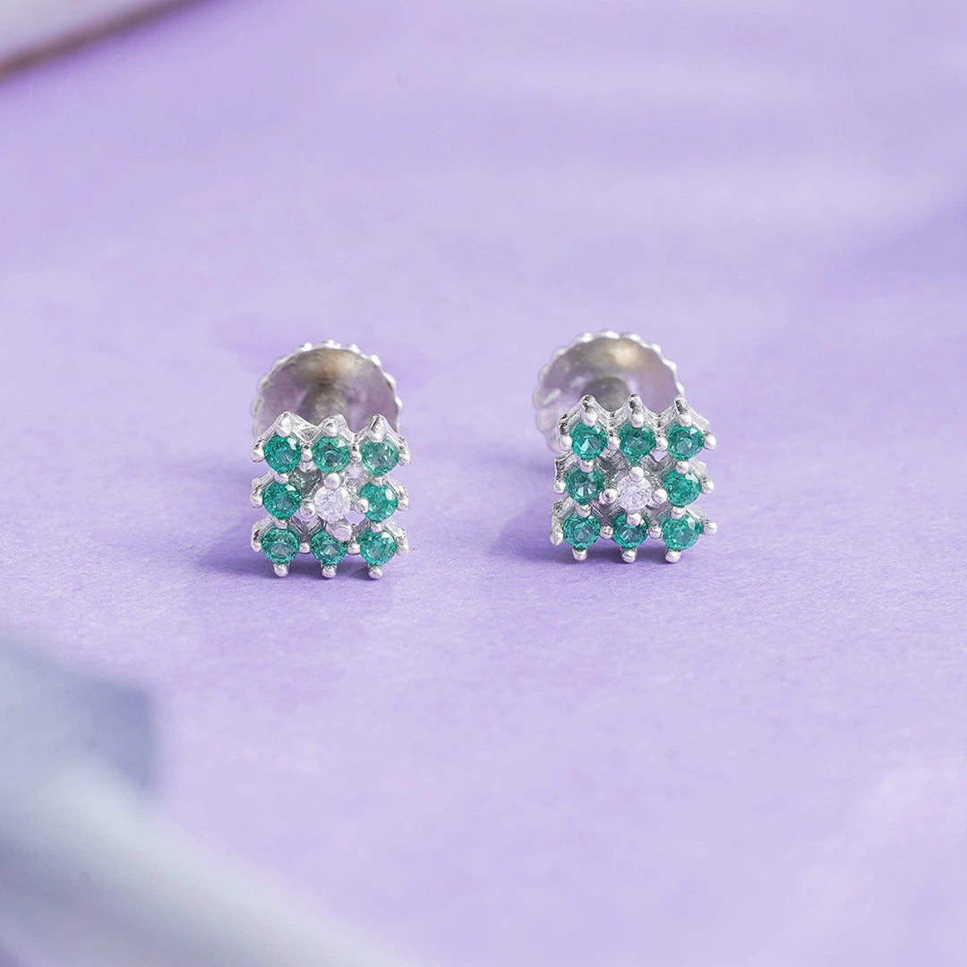 Green Cluster Stud Earrings Ishna