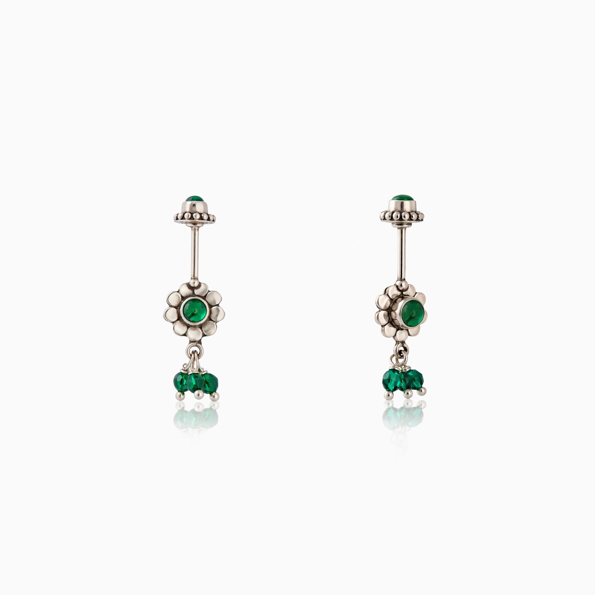 Green Floral Stone Koppu Earrings Ishna