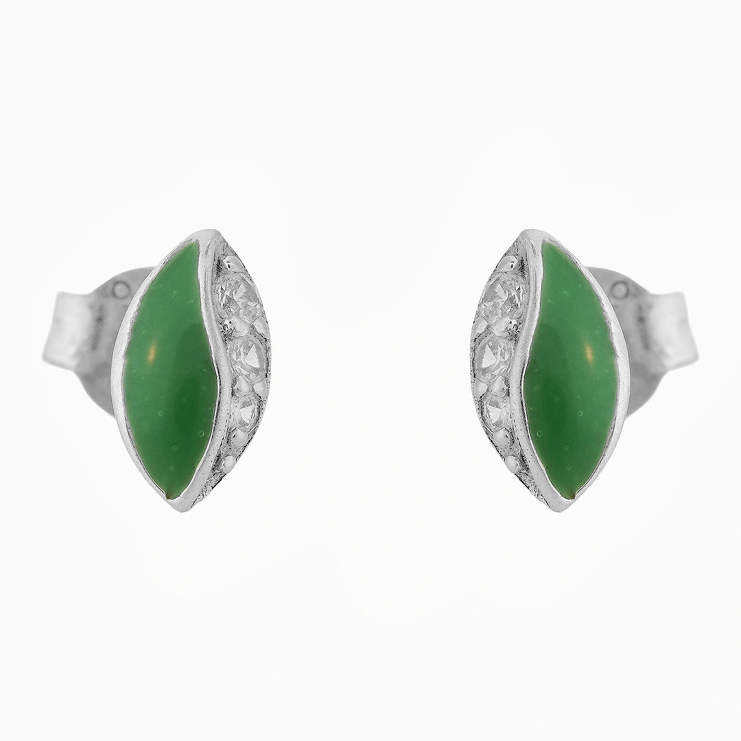 Green Oval CZ Kids Studs Ishna