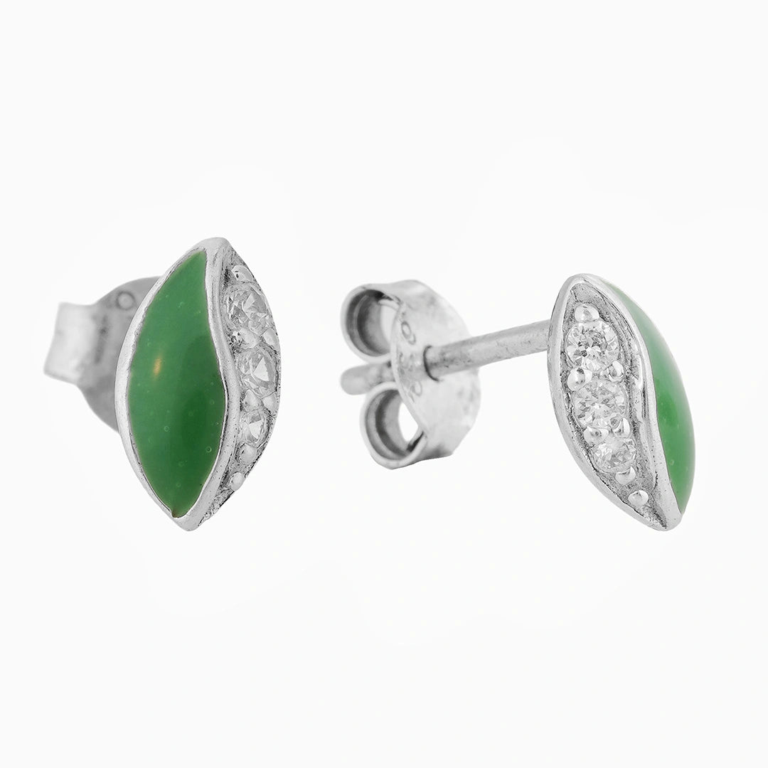 Green Oval CZ Studs for Kids Ishna