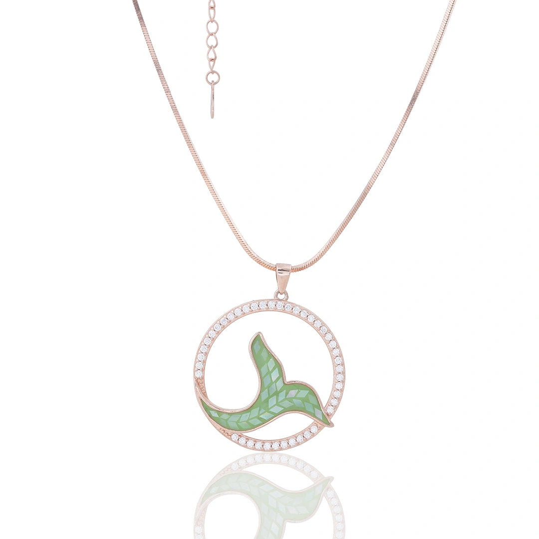 Green Whale Tail Pendant Chain Ishna