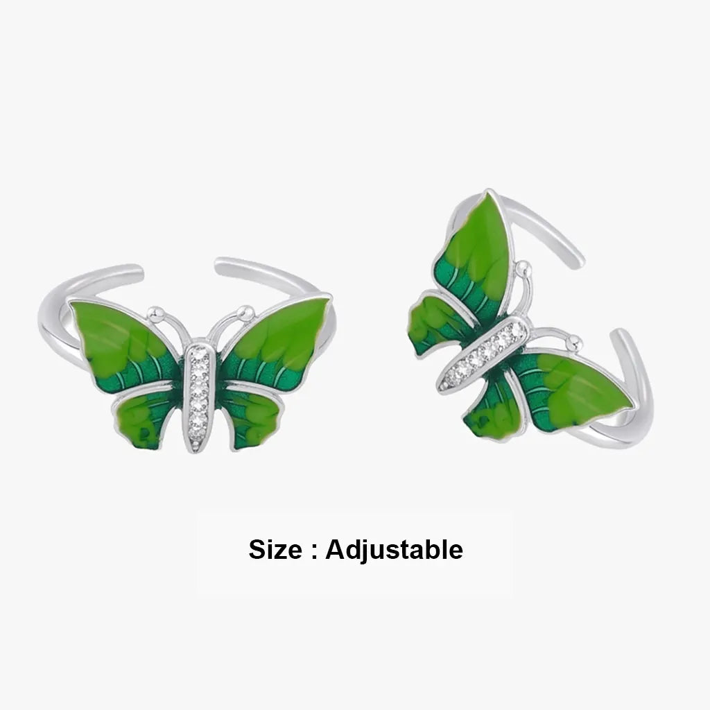 Green butterfly 925 silver metti for women