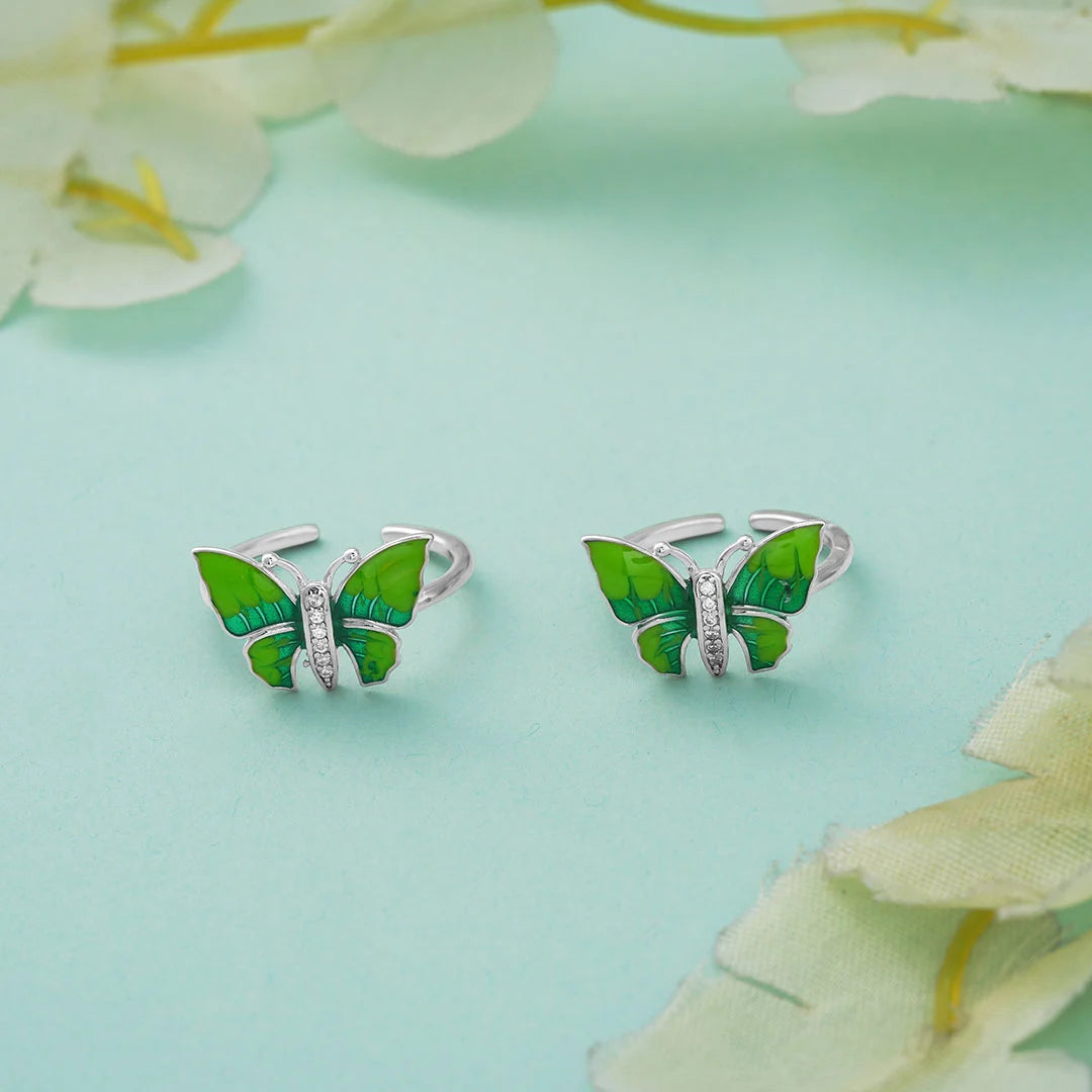 Green butterfly silver metti for women