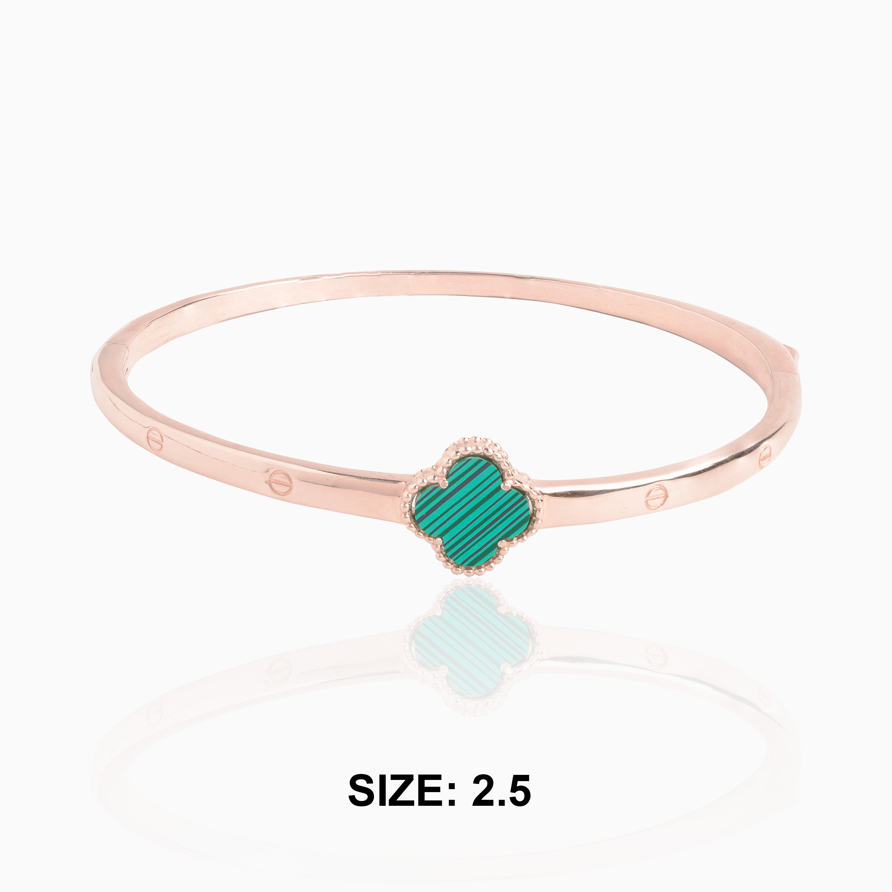 Green clover rose gold bangle
