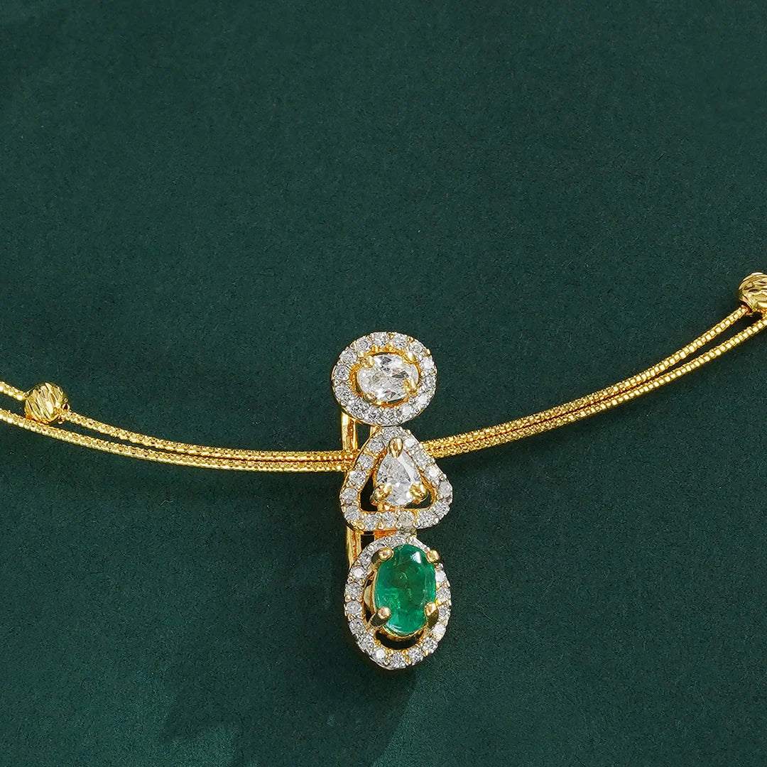 Green oval pendant with matching stud earrings