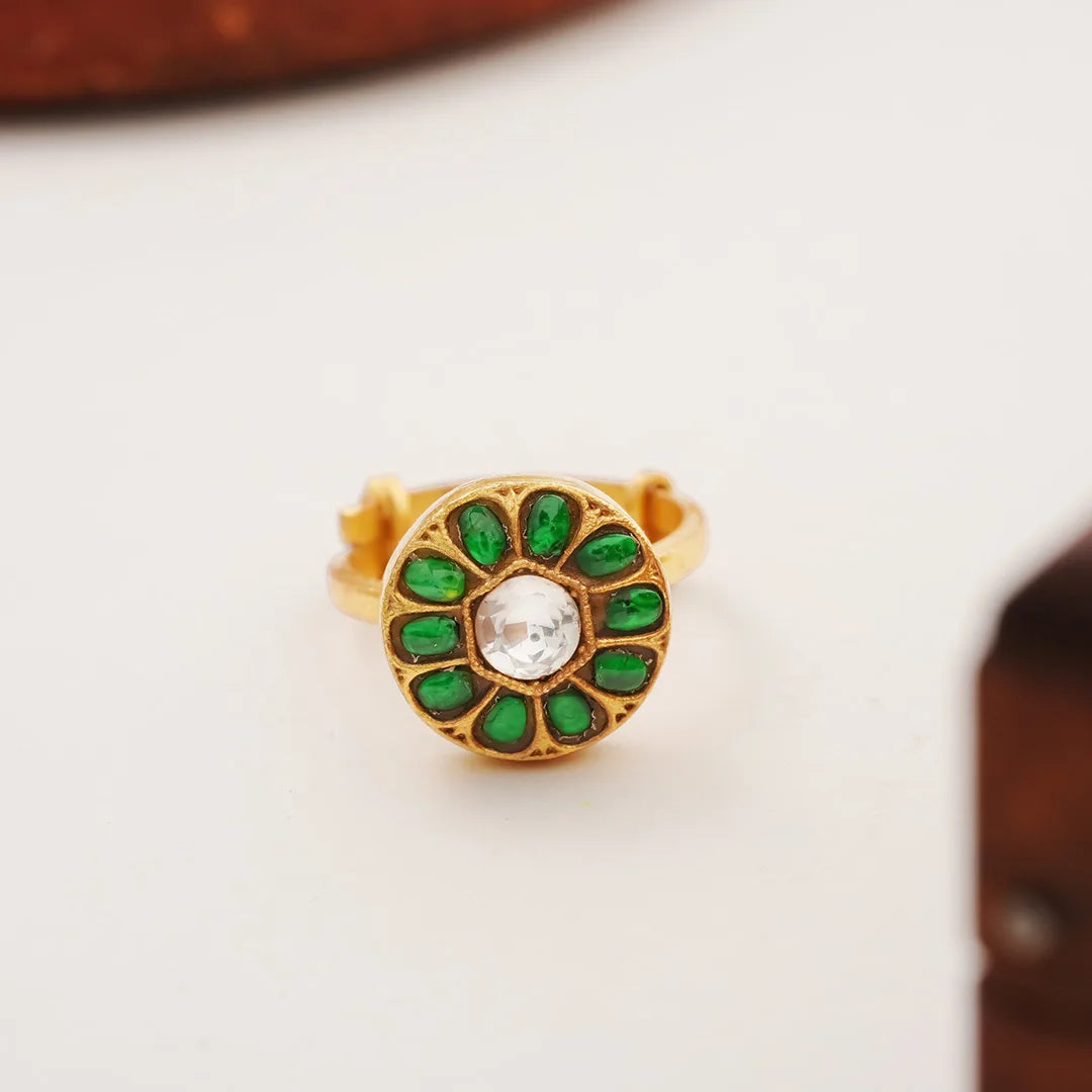 Green stone ring for women