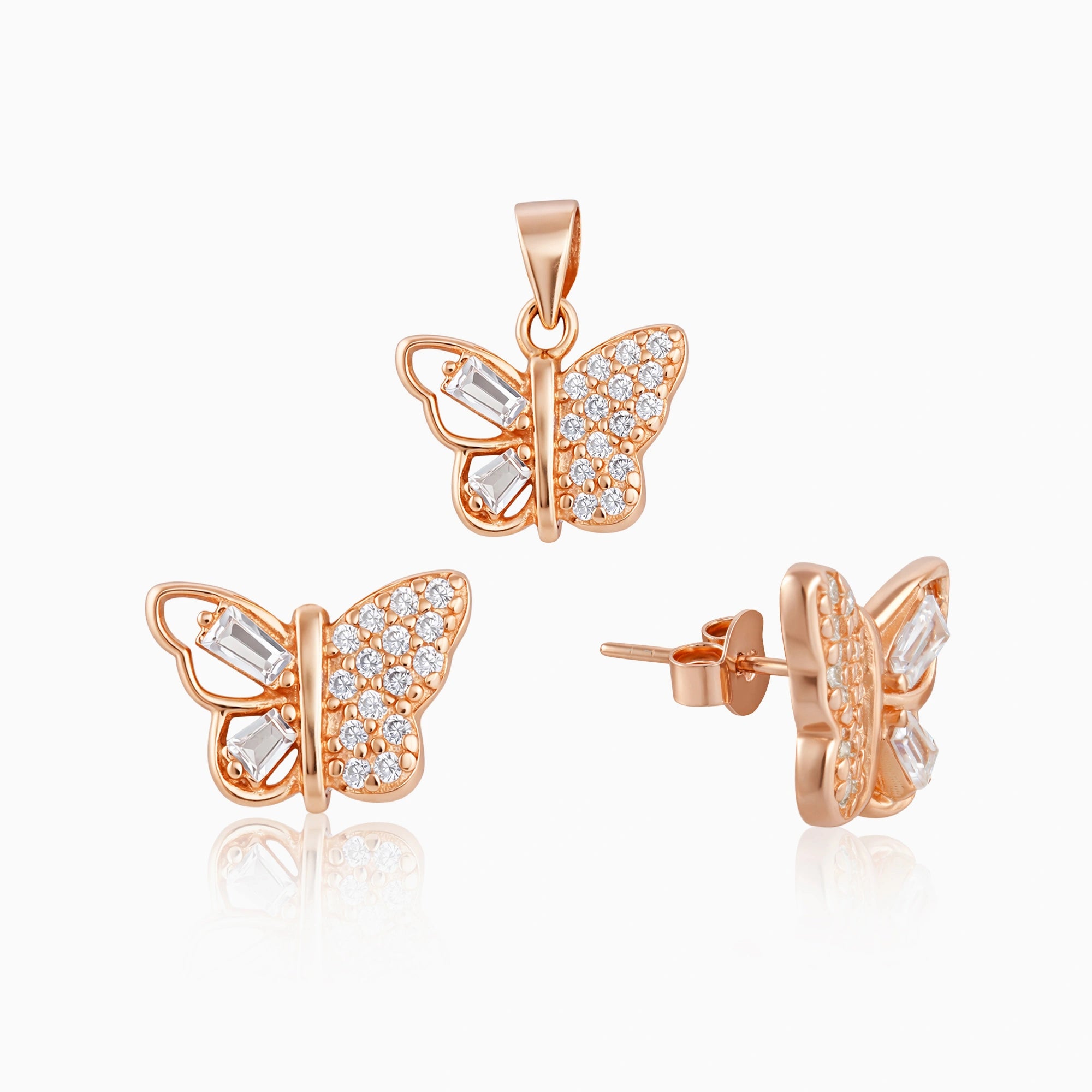 Halo Butterfly Pendant & Earrings Ishna