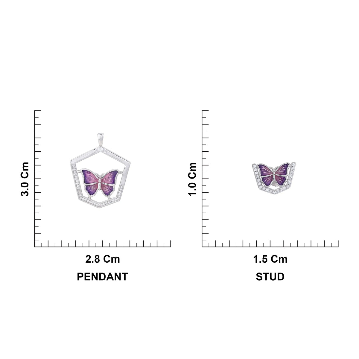 Halo Butterfly sterling silver Pendant Chain Set 