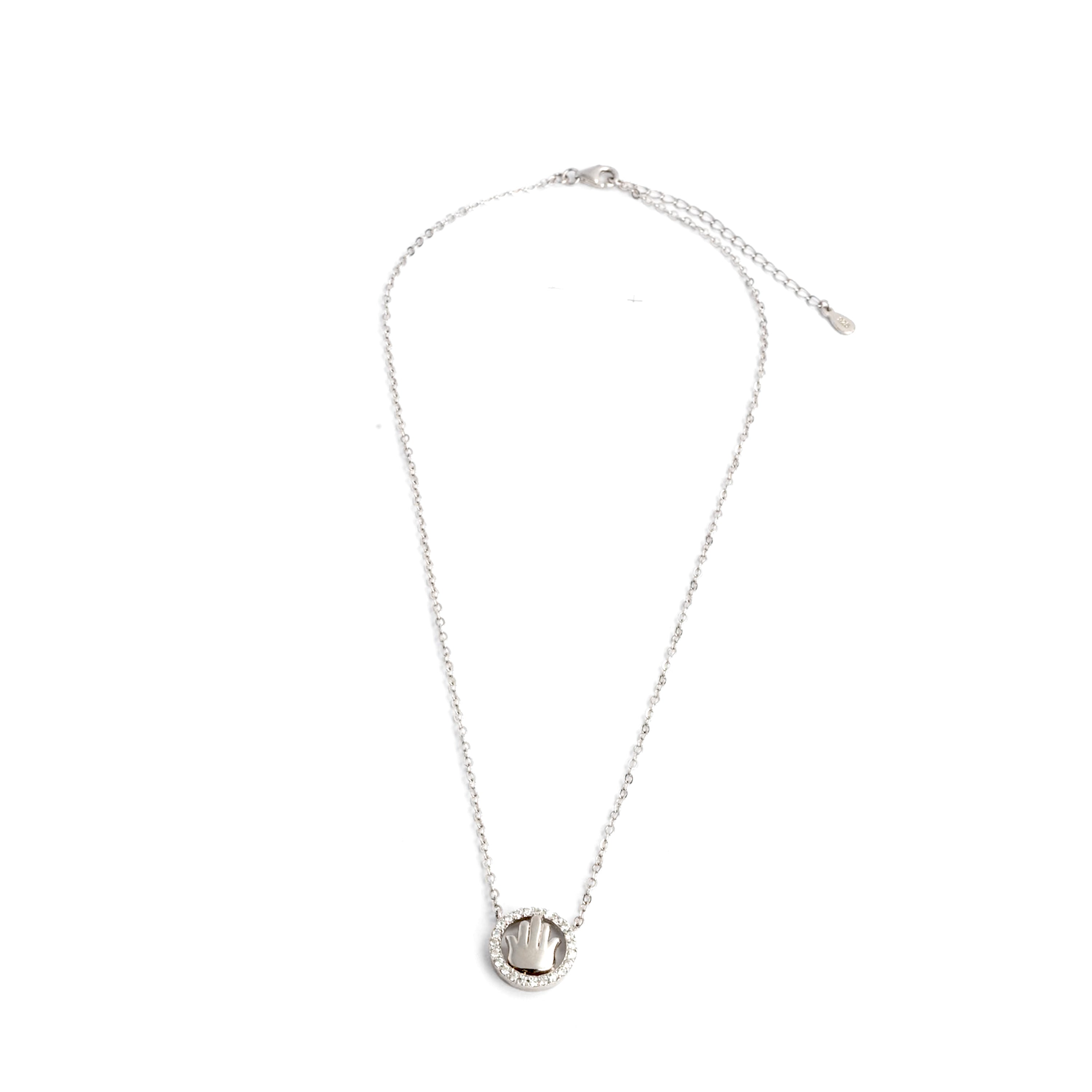 Hamsa hand motif sterling silver pendant chain Ishna