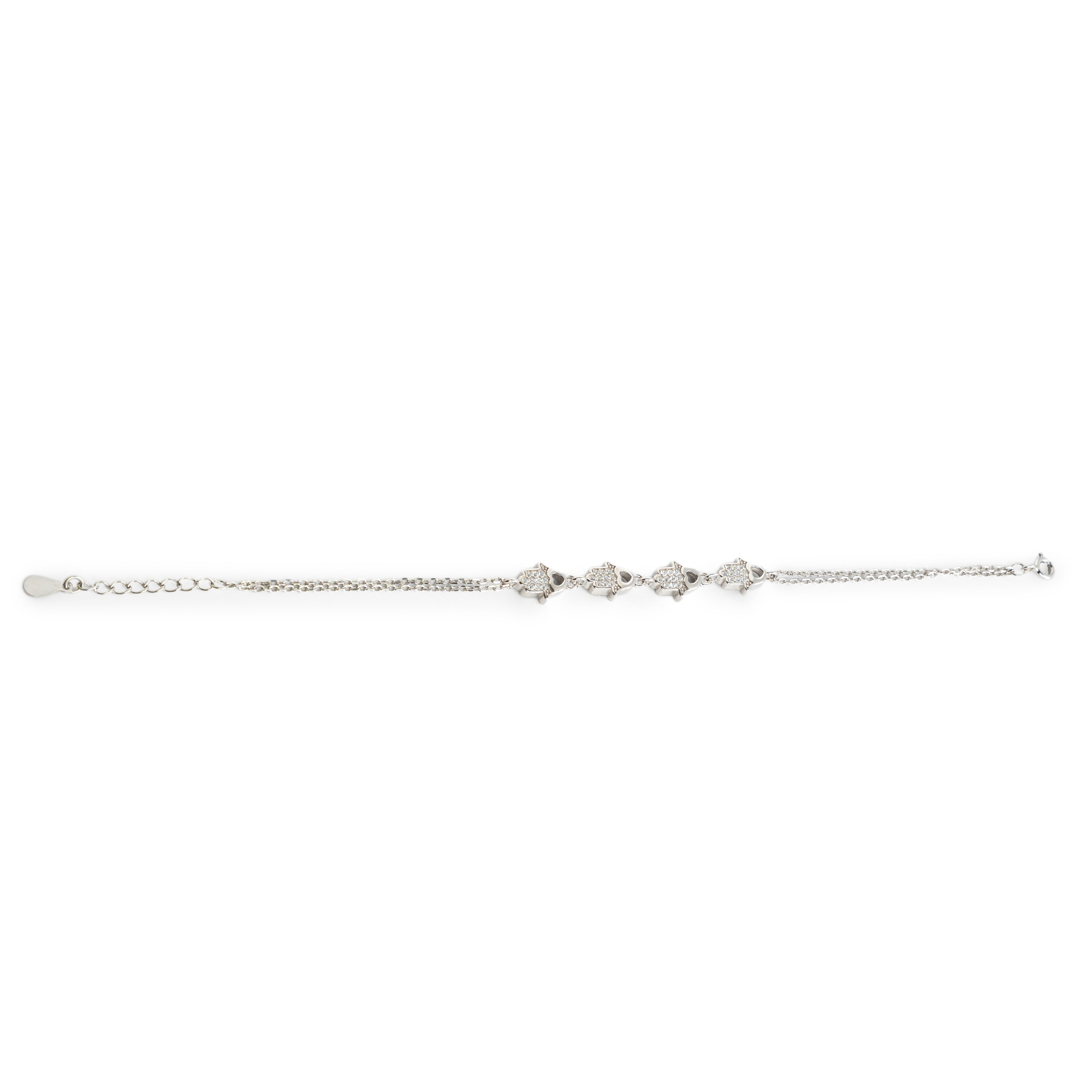 Hamsa hand sterling silver charm bracelet Ishna