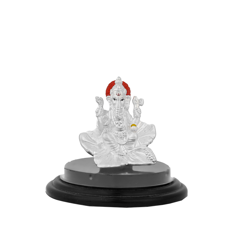 Handmade Silver Ganesh Murti with Protective Dome