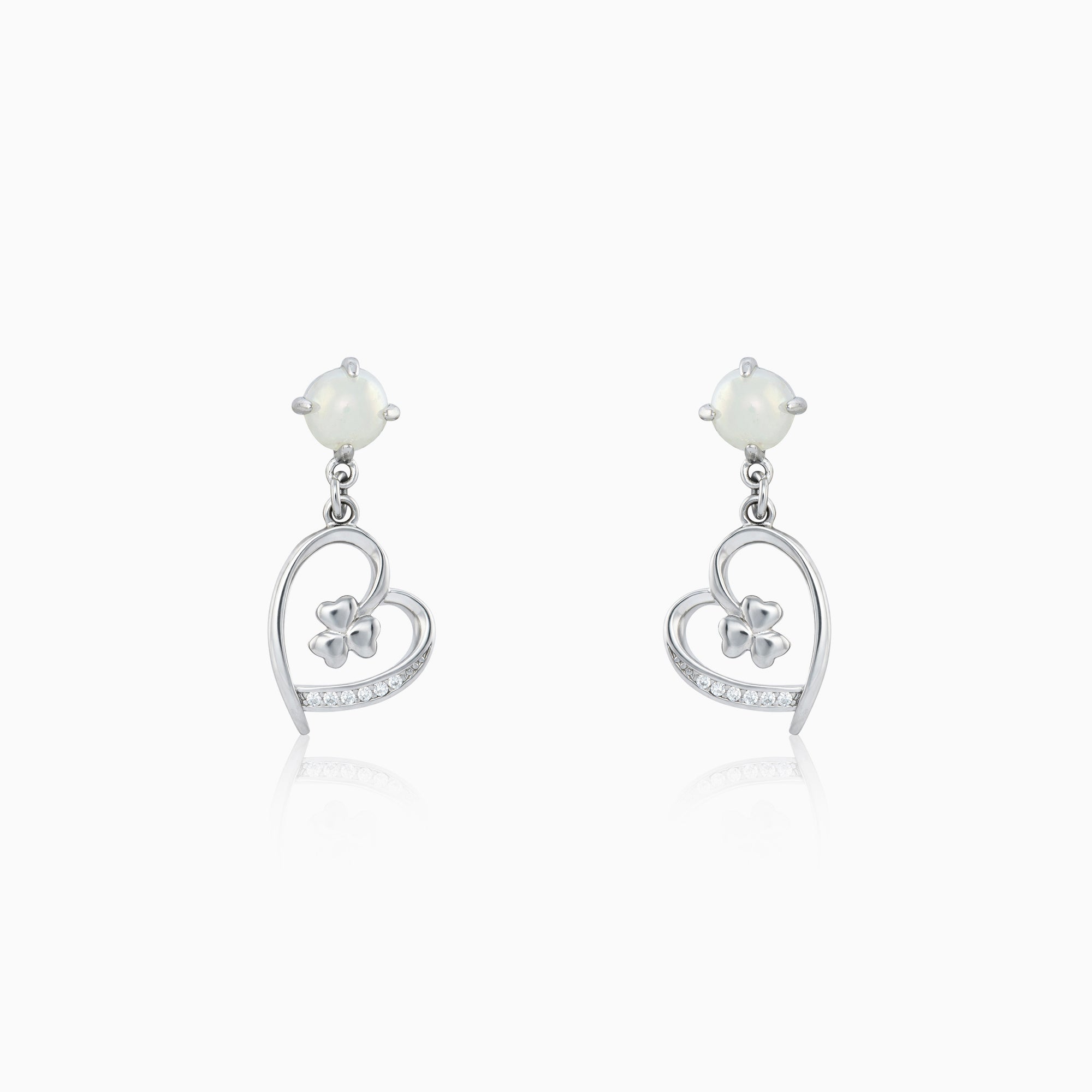 Heart Clover Pearl Drop Earring Ishna