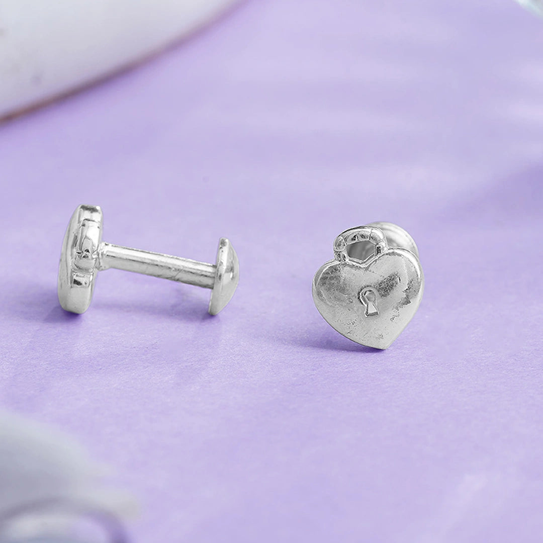 Heart Lock Design Stud Earrings Ishna