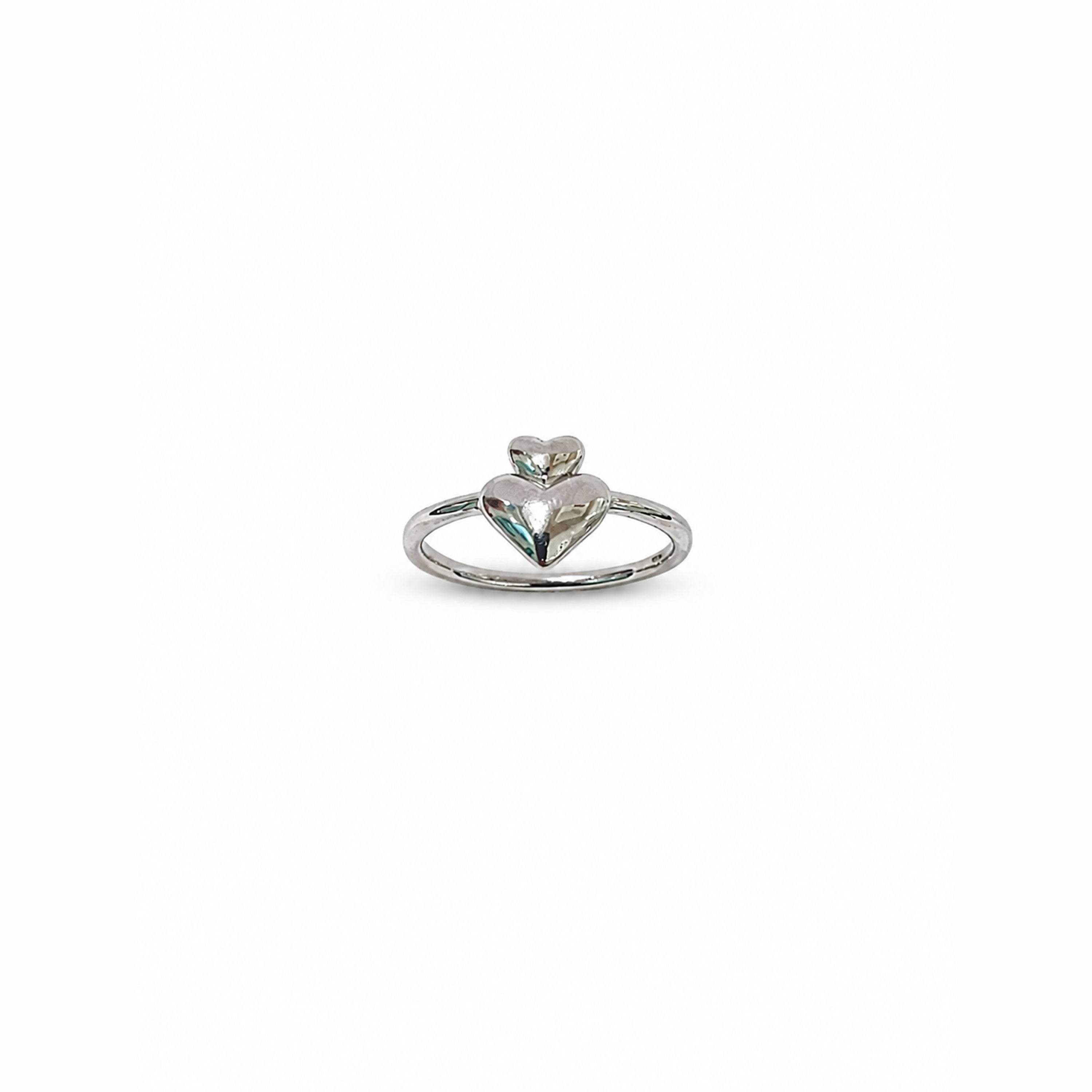 Heart Stacked Silver Ring Ishna