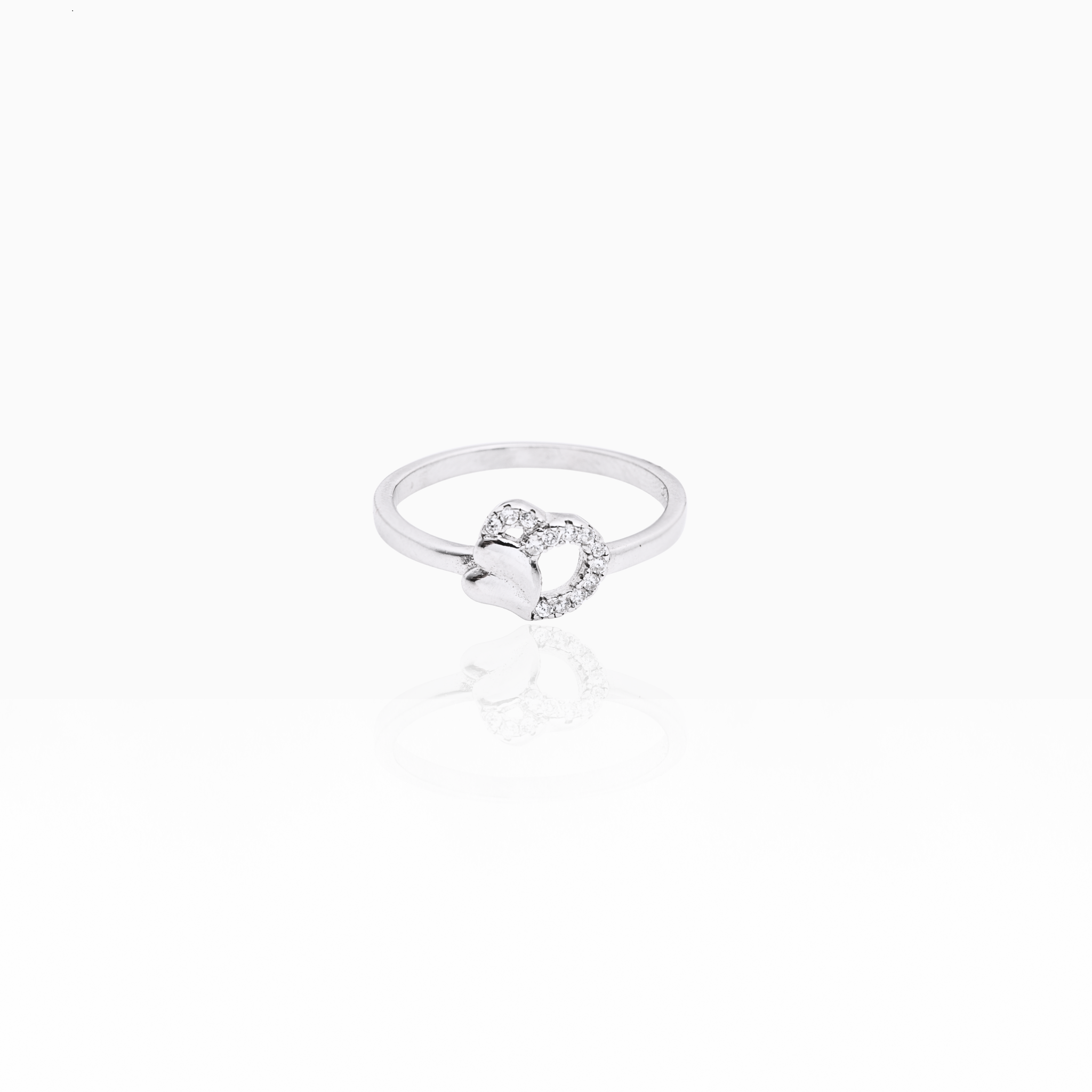 Heart in heart silver ring with stones