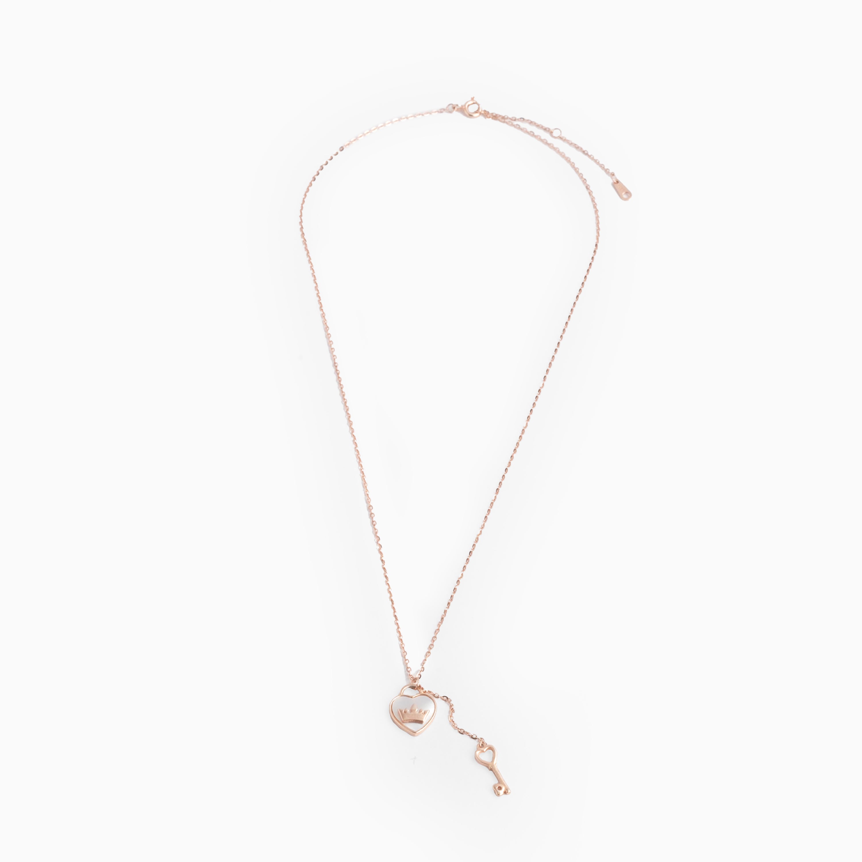 Heart lock & key sterling silver pendant chain Ishna