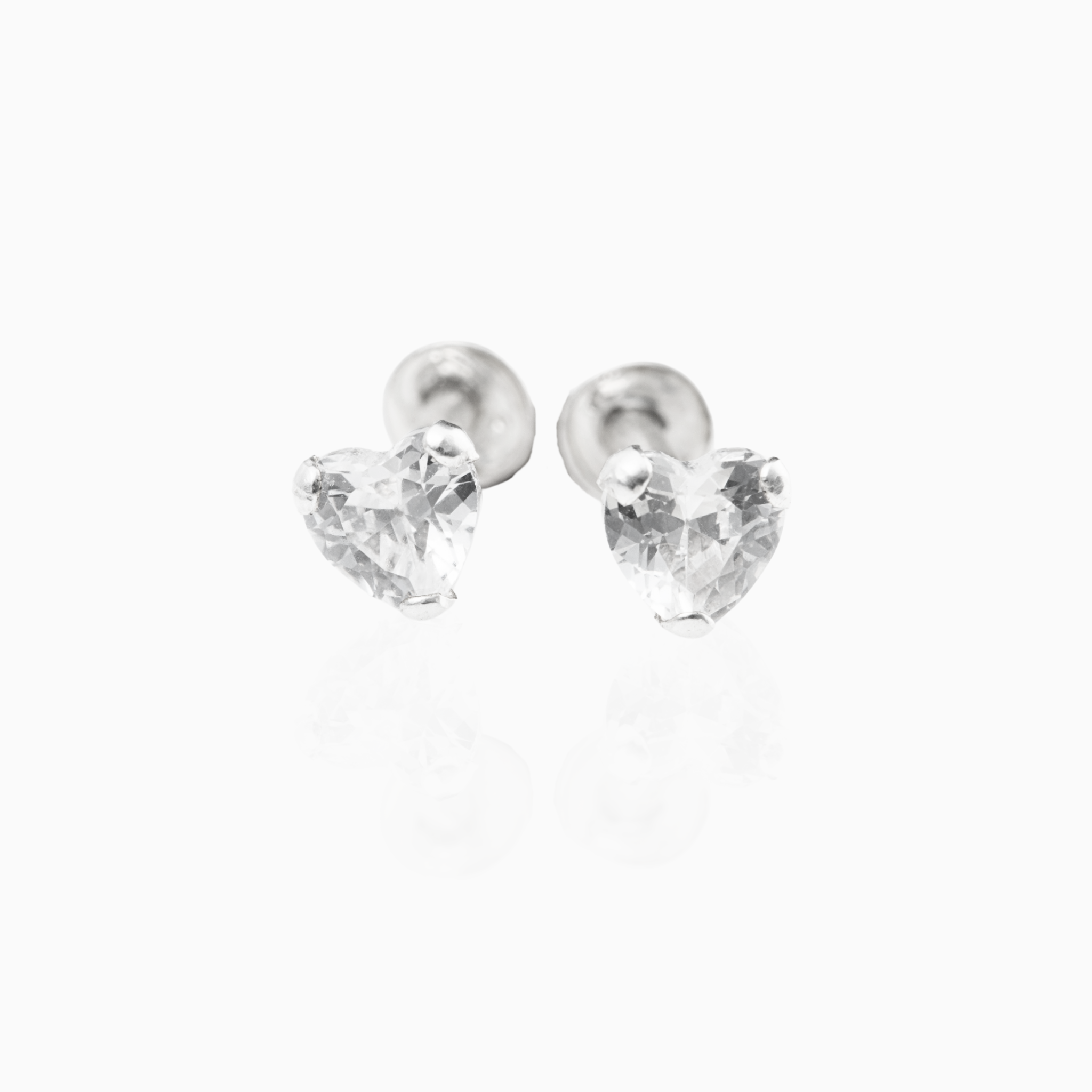 Heart stone sterling silver side stud