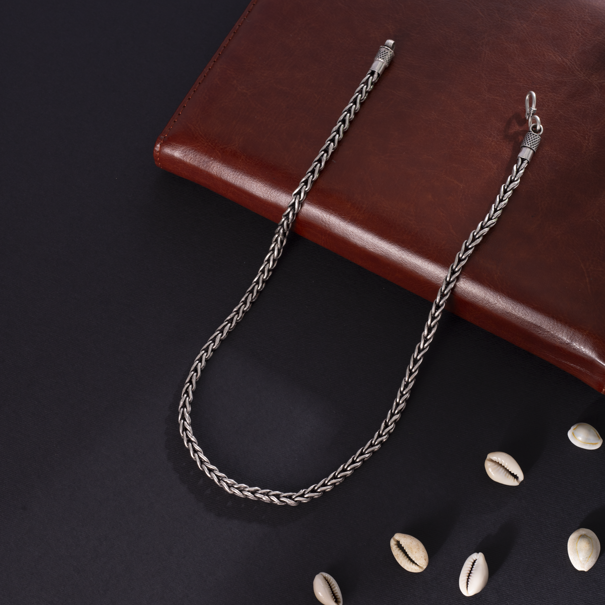 Heavy woven silver chain