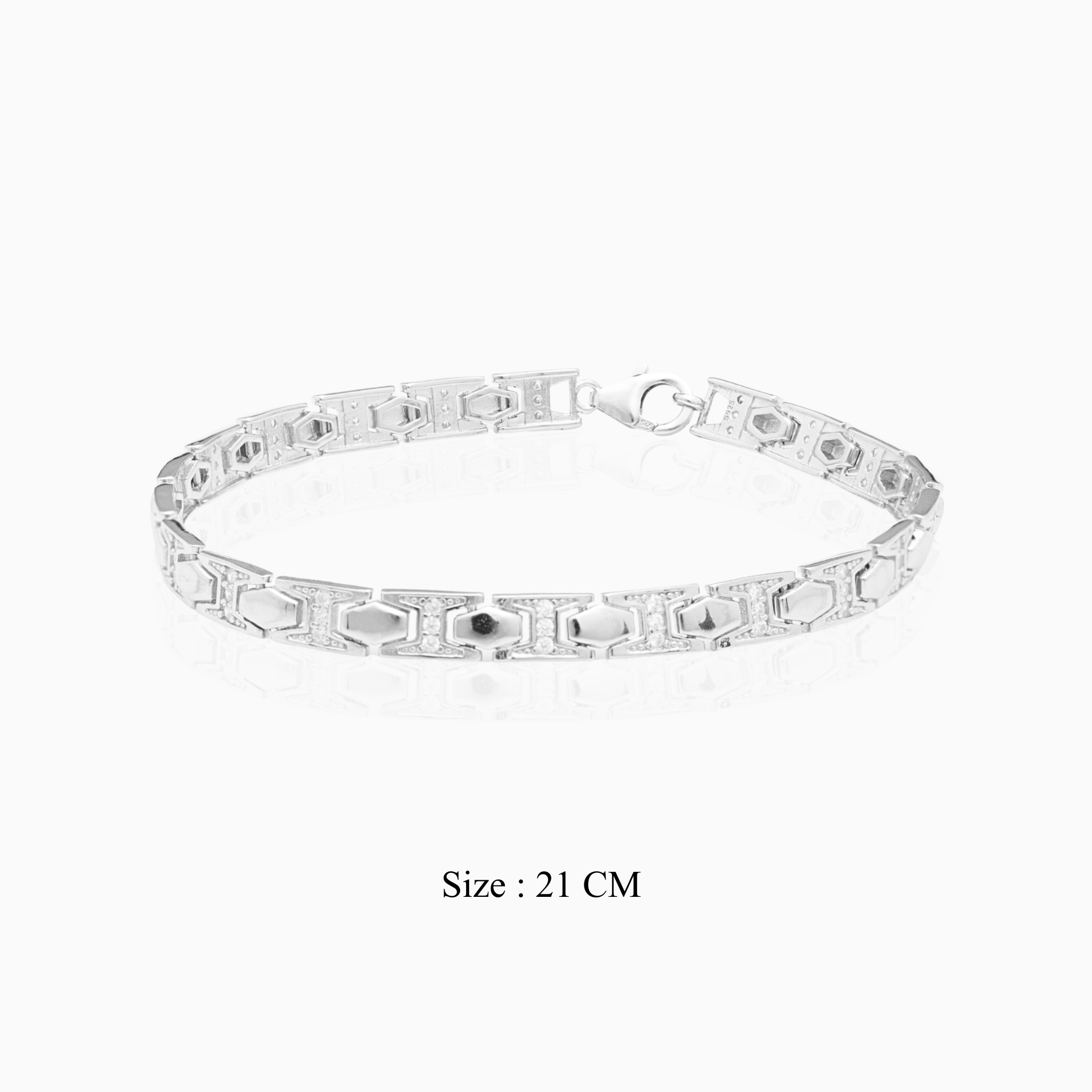 Hexagon design silver bracelet