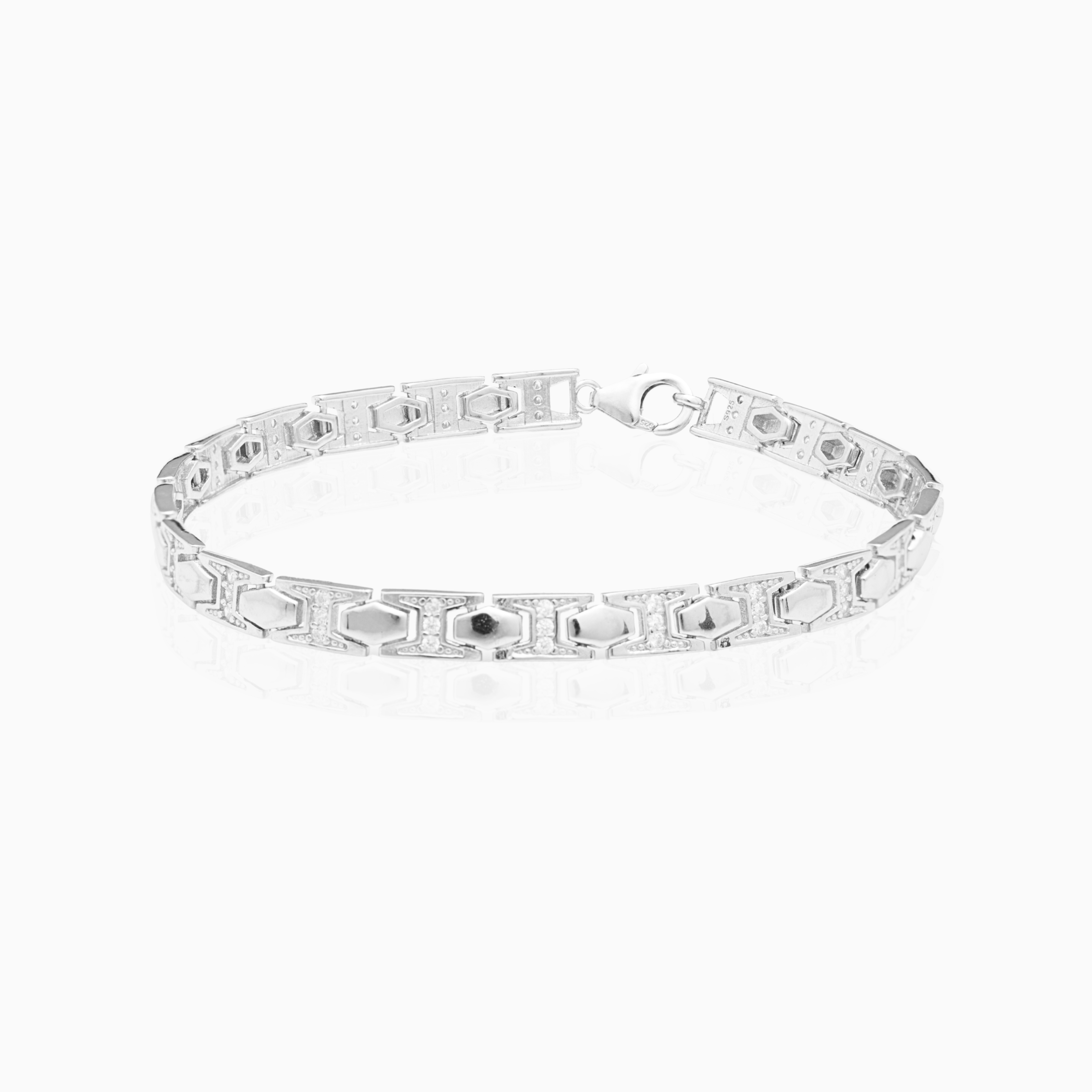 Hexagon design silver bracelet for men