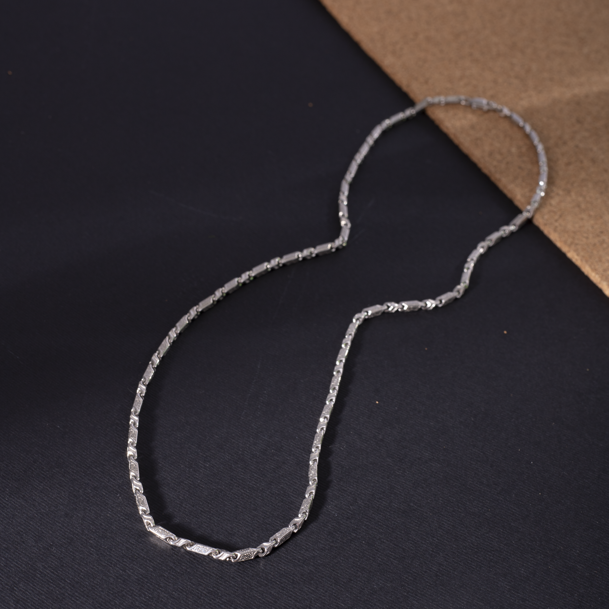 Hexagonal link silver chain