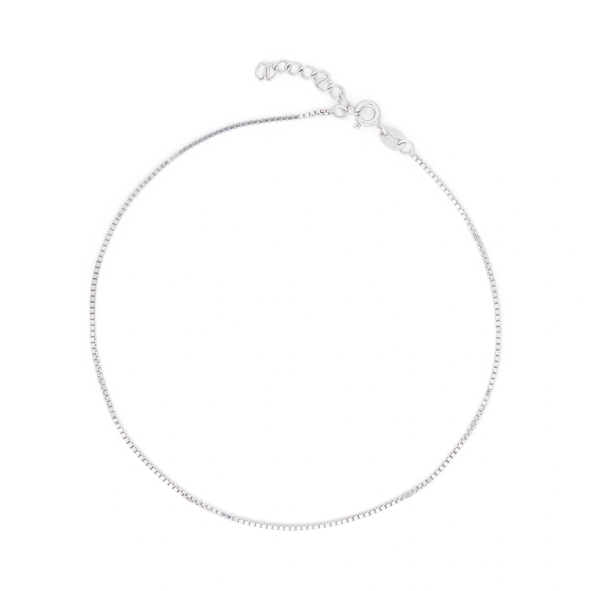 Plain Silver Box Anklet