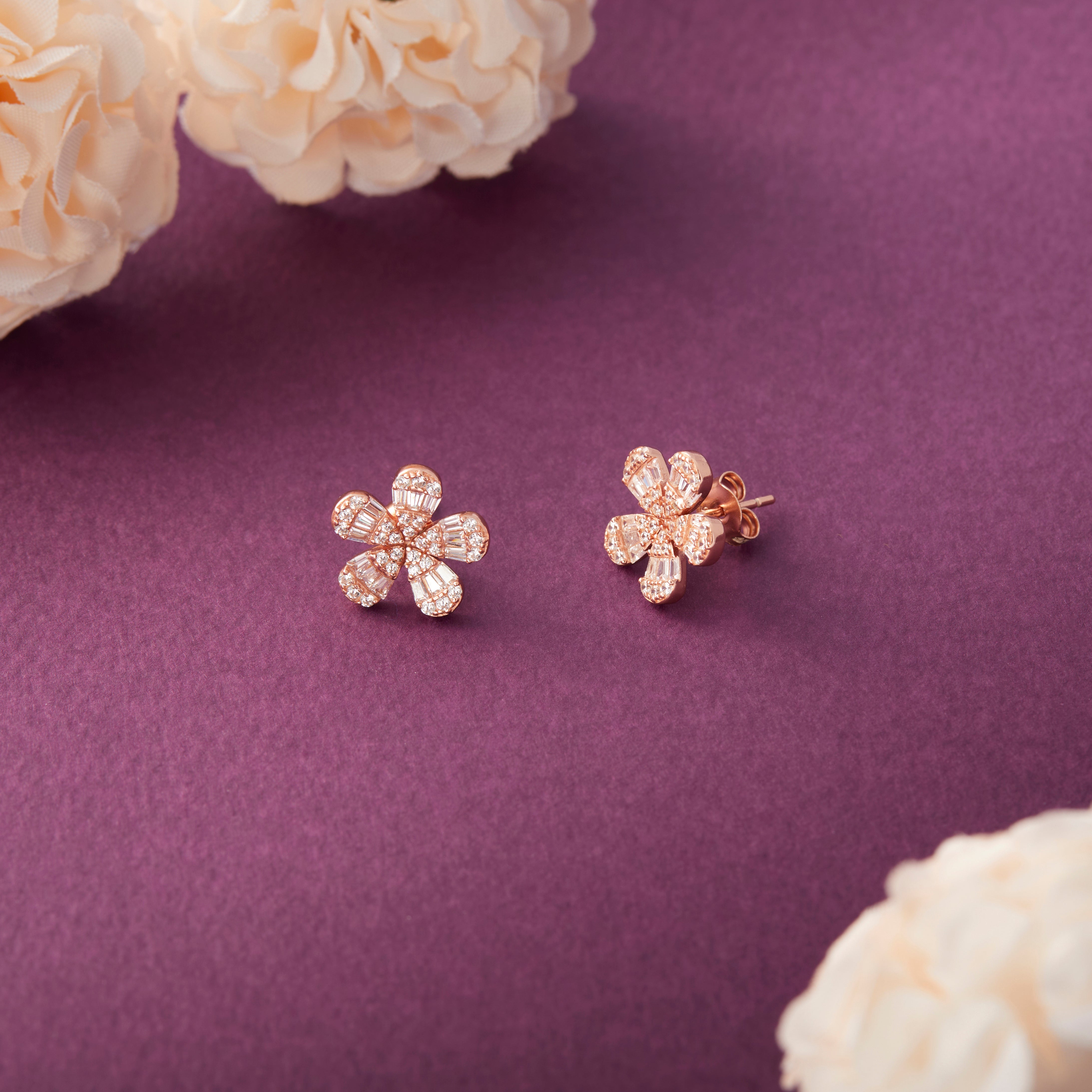 CZ Floral Stud Earrings