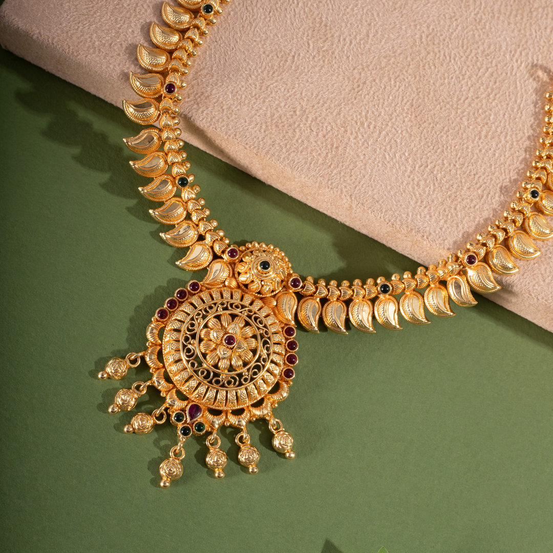 Gold-Plated Antique Lakshmi Coin Necklace