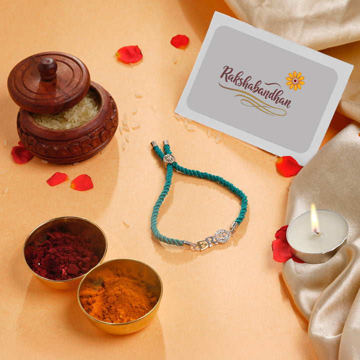 ISHNA 925 Silver Bro Rakhi with Circular Accent Design