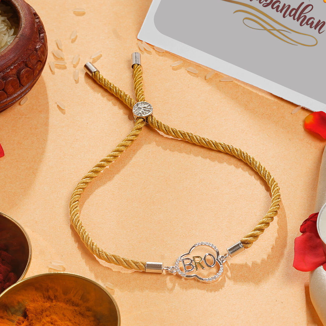 ISHNA 925 Silver Bro Rakhi with Cloud Frame Design