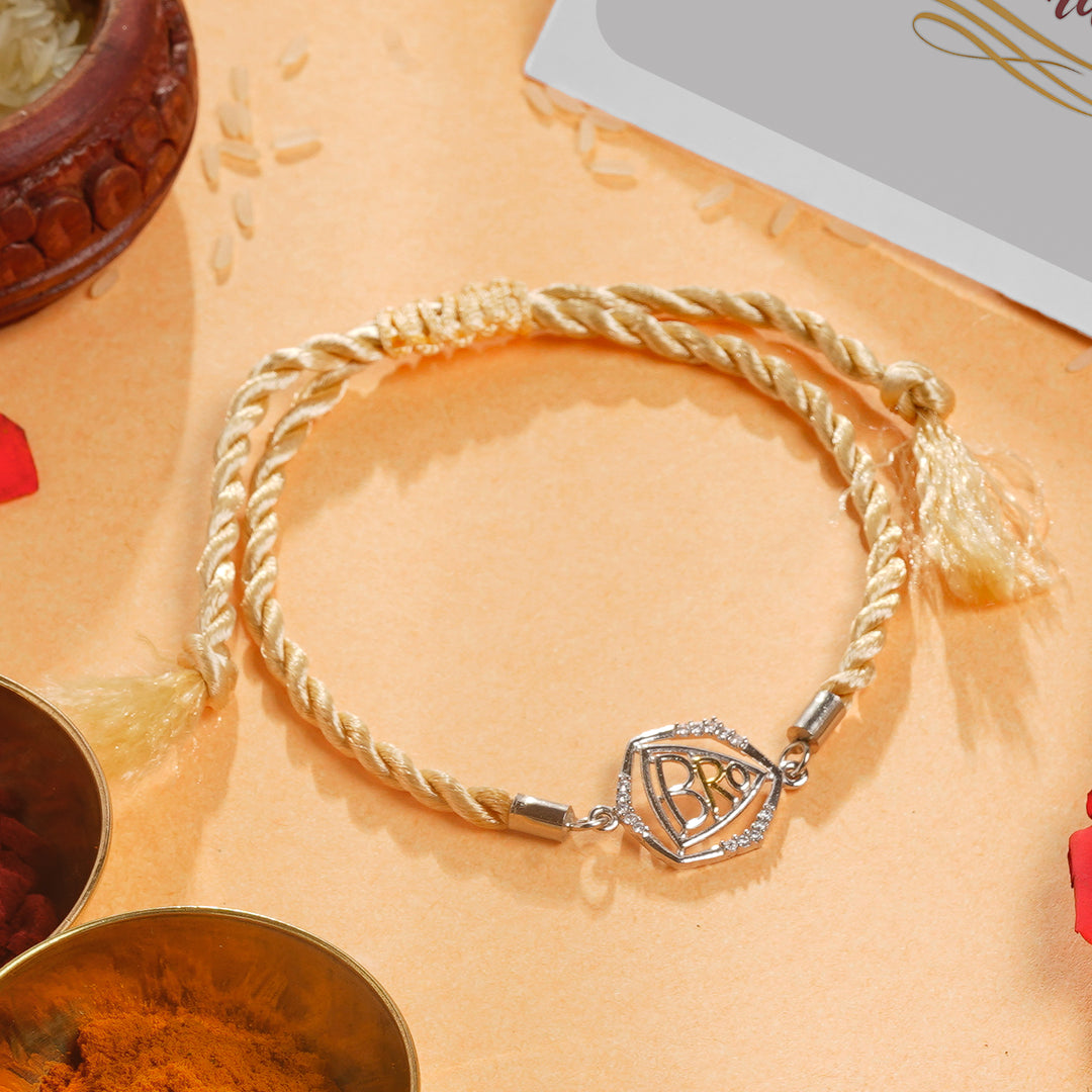 ISHNA 925 Silver Bro Rakhi with Modern Script Design