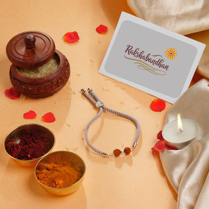 ISHNA 925 Silver Rudraksha Rakhi for Brother