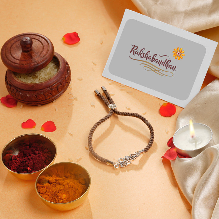 ISHNA 925 Silver Shiva Rakhi for Brother