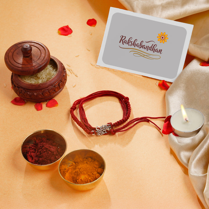 ISHNA 925 Silver Shiva Rakhi with Trishul Damru Design