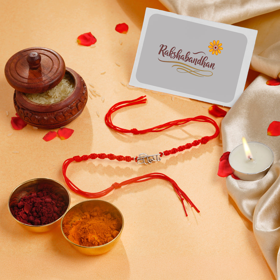ISHNA 925 Silver Veera Rakhi Hindi Script Design