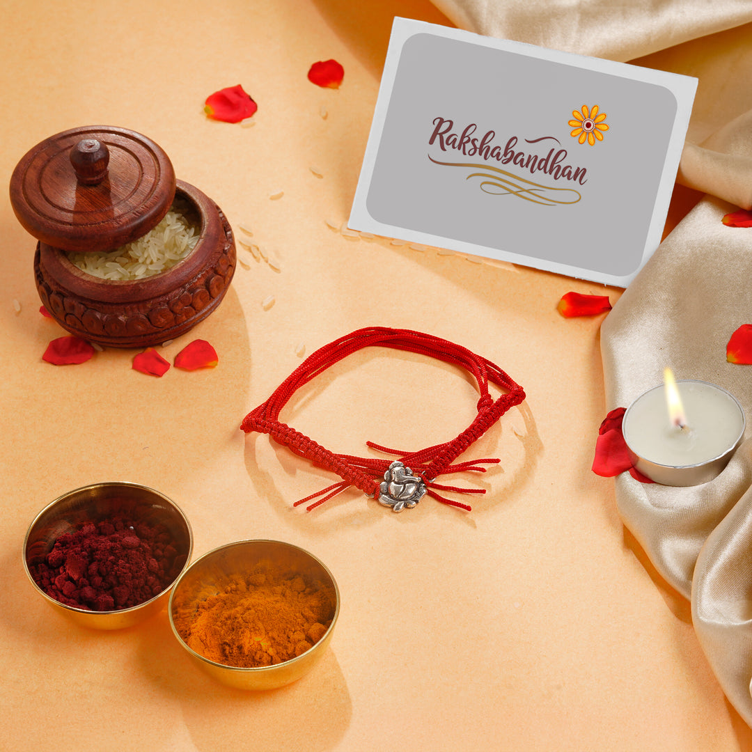 ISHNA 925 Silver Vinayaka Rakhi with Ganesh Design