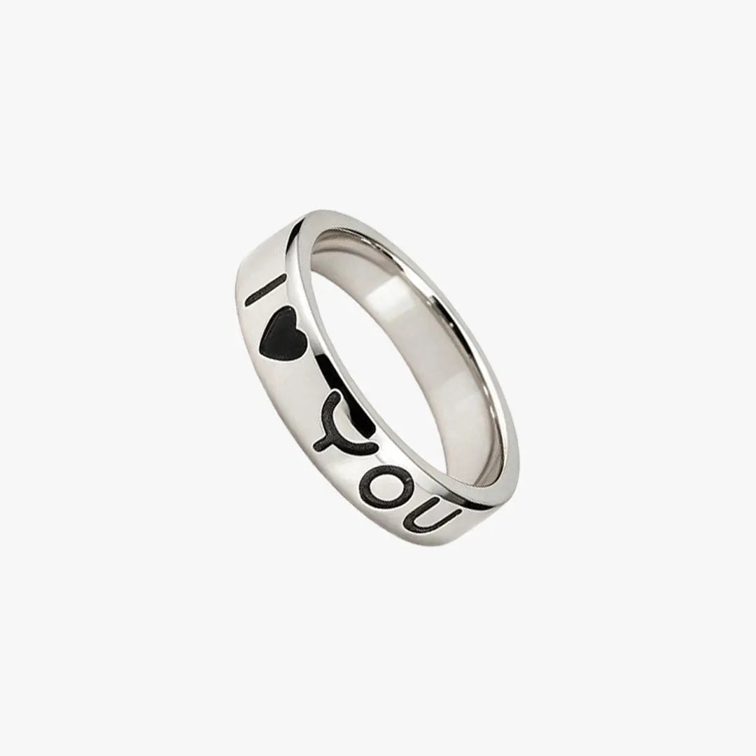 I Love You silver ring for boys