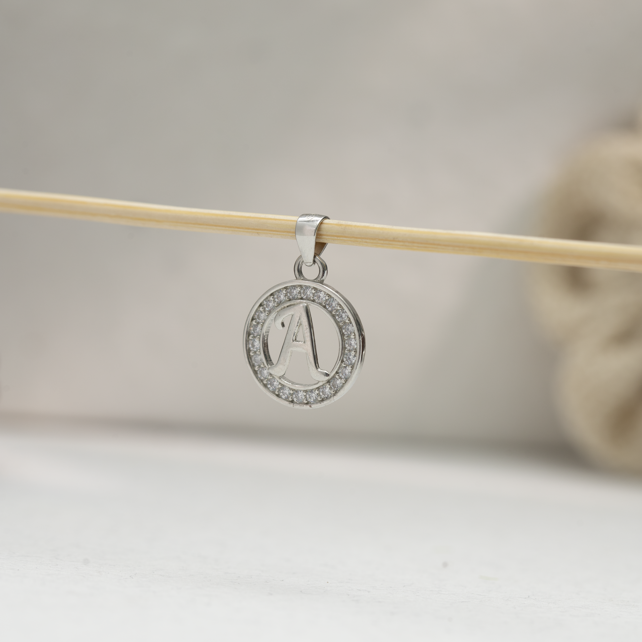 Initial A silver charm pendant jewelry