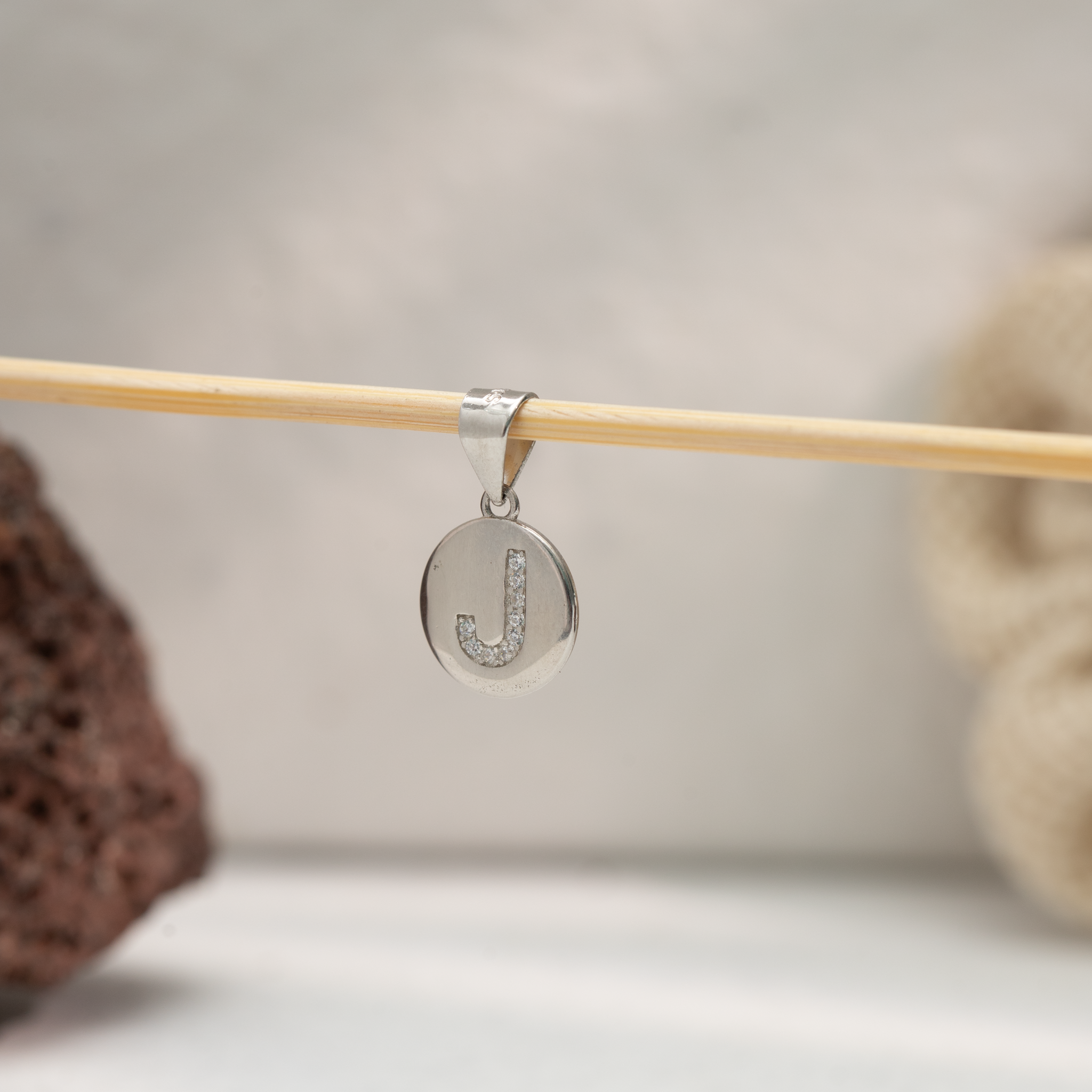 Initial J silver charm pendant jewelry